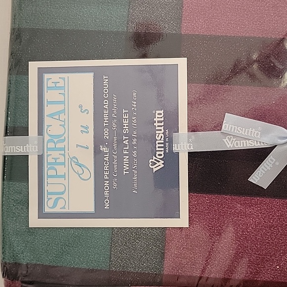 NWT 3 Wamsutta Tyler Plaid Hunter Collection Twin Flat Sheet Supercale Plus - Picture 3 of 4